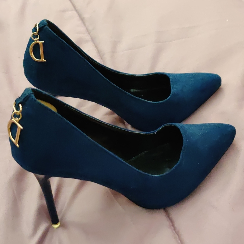 Beryl blue high heels red bottom shoe